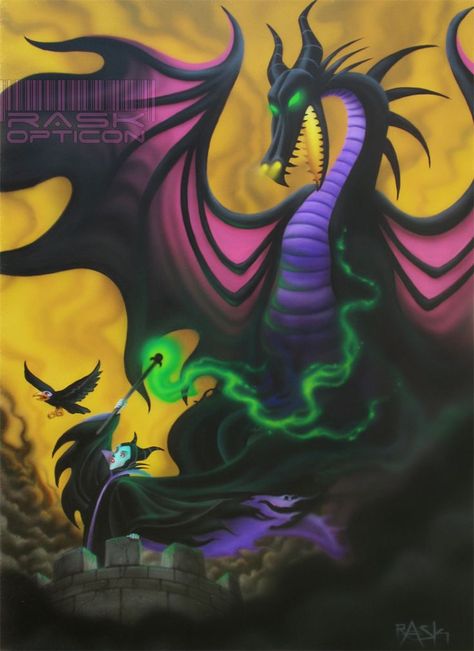 Maleficent and dragon Sleeping Beauty Dragon, Maleficent Tattoo, Walt Disney Studio, Maleficent Art, Maleficent Dragon, Breathing Fire, Disney Princess Tattoo, Evil Disney, Alternative Disney