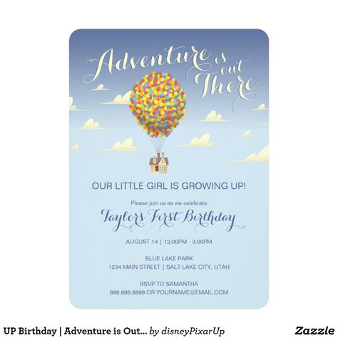 Adventure Is Out There, Disney Pixar Up, Disney Birthday, Fun Wedding Invitations, Party Invites, 1st Birthdays, 1st Birthday Invitations, First Birthday Invitations, Girl First Birthday