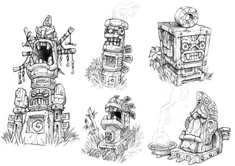 ArtStation - Crash Bandicoot Fan game sketches, Remi Metral Buildings Animation, Childhood Drawing, Concept Draw, Free Rein, Props Concept, Props Art, Book Illustration Art, Art Tools Drawing, Crash Bandicoot