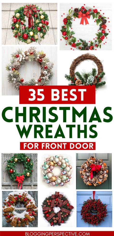 Ribbon On Wreaths How To Put, Christmas Wreath Ideas Front Doors, Unique Christmas Wreaths, Bright Christmas Decorations, Christmas Wreath Ideas, Christmas Mantle Decor, Festive Wreath, Christmas Mantle, Christmas Wreaths For Front Door