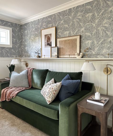 velvet green sofa sleeper in home office guest room transformation by  Mackenzie collier interiors Den And Guest Room Combo, Velvet Green Sofa, Guest Bedroom Office Ideas, Spare Room Decor, Guess Room, Office And Guest Room, Guest Bedroom Home Office, Guest Bedroom/office, Serene Home