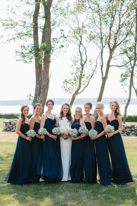 Navy Blue Bridesmaid Dresses on The Newport Bride     Navy and Baby's Breath Simple Bridesmaid Bouquets, Midnight Blue Bridesmaid Dresses, Navy Blue Wedding Theme, Navy Blue Bridesmaid, Navy Blue Bridesmaids, Dark Navy Bridesmaid Dresses, Navy Bridesmaids, Navy Blue Bridesmaid Dresses, Navy Bridesmaid Dresses