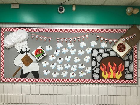 Pizza Bulletin Board Ideas, Class Charter, 70s Party Theme, 70s Party, Bulletin Board Ideas, Classroom Bulletin Boards, Movie Themes, Pizza Oven, Board Ideas