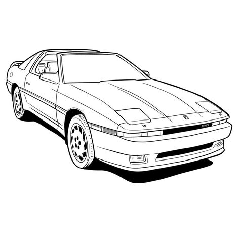 How to draw a 1988 Toyota Supra Turbo MK 3 Supra Mk3 Drawing, Toyota Supra Drawing, Mk3 Supra, How To Draw Cars, Supra Mk3, Toyota Supra Mk3, Supra Turbo, Rolls Royce Car, Draw Cars