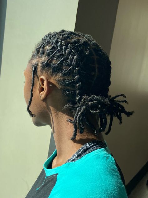 Starter Loc styles placed in two cornrows. Locs Parting, Locs Parting Patterns, Starter Loc Styles, Starter Locs Styles, Hairstyles Locs, Locs Styles, Loc Hairstyles, Starter Locs, Locs Hairstyles