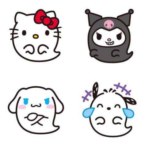 Sanrio Halloween Sanrio Symbols, Halloween Hello Kitty Icons, Sanrio Halloween Widget, Ghost Hello Kitty, Halloween Sanrio Nails, Sanrio Pumpkin Painting, Halloween Sanrio Icons, Sanrio Halloween Icon, Halloween Sanrio Pfp