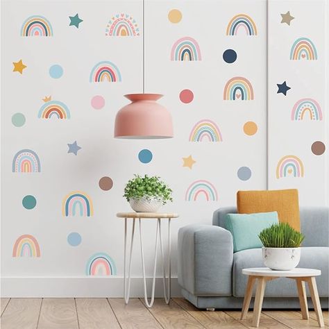 Boho Rainbow Wall Decals Stickers for Baby Kids Room Girls Bedroom Wall Decor Removable PVC Wall Decals for Home Decor Nursery Classroom(76pcs) Bright Color Decor, Boys Wall Stickers, Boho Rainbow Wall, Girls Wall Stickers, Rainbow Wall Decal, Diy Wall Decals, Polka Dot Wall Decals, Star Wall Decals, Diy Wall Stickers