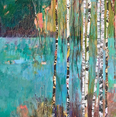 Sun Through the Trees. Painting in acrylic and mixed media on canvas. 50cm x 50cm #contemporarylandscape #norfolktrees #britishlandscapepainting #pai tingsoncanvas #teal #textureandpatterninlandcape #colourinlandscape Painting In Acrylic, Trees Painting, Mixed Media On Canvas, Abstract Art Landscape, Art Landscape, Contemporary Landscape, Painting Art Projects, Mixed Media Canvas, May 7