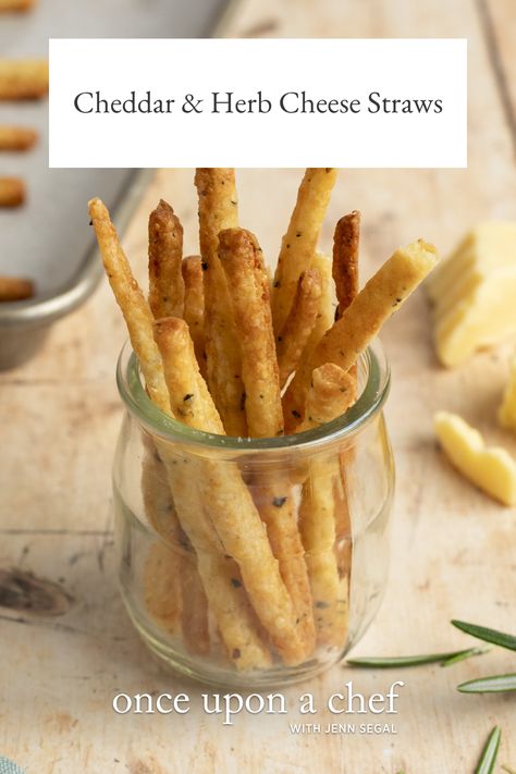 Cheddar & Herb Cheese Straws Guest Recipes, Savory Pie Crust, Baked Appetizers, Cheese Stick, Cheesy Breadsticks, Once Upon A Chef, Savoury Biscuits, Cheese Straws, Homemade Crackers