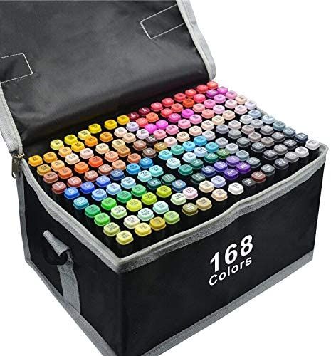 Amazon.com : 168 Colors Alcohol Markers Dual Tips Permanent Art Markers Pen for Kids & Adult (168black) : Office Products Highlighter Sketch, Sac En Cuir Diy, Artist Markers, Art Markers, Brush Markers, Highlighter Pen, Art Pen, Coloring Apps, Sketch Markers