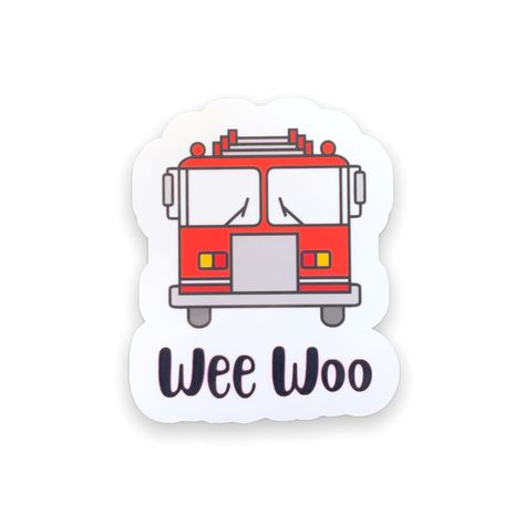 "Rev up the laughter and pay tribute to the brave firefighters in your life with our delightful \"Wee Woo\" Firetruck Sticker! This charming design features a firetruck with the words \"Wee Woo\" playfully printed underneath, bringing a smile to everyone's face. Key Features: Size: 3\" Material: Premium laminated vinyl Resistant to: UV rays, scratches, and water Suitable for: Indoor and outdoor use Shipping Information: We offer nationwide shipping with secure packaging to ensure your order arri Firefighter Funny, Firefighter Stickers, Firefighter Humor, Procreate Ipad Art, Firefighter Gifts, Jar Diy, Mason Jar Diy, Laptop Decals, The Brave