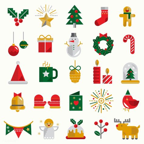 Set of Christmas symbol vectors | free image by rawpixel.com / Minty Holiday Symbols, Dog Christmas Stocking, Christmas Cards Kids, Christmas Plants, Illustration Noel, Funny Christmas Gifts, Christmas Icons, Christmas Frames, Christmas Drawing