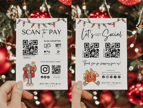 Social Media Signs, Handmade Business, Business Signs, Sign Templates, Qr Code, Creative Design, Stationery Design, Stationery Paper, Christmas Holidays