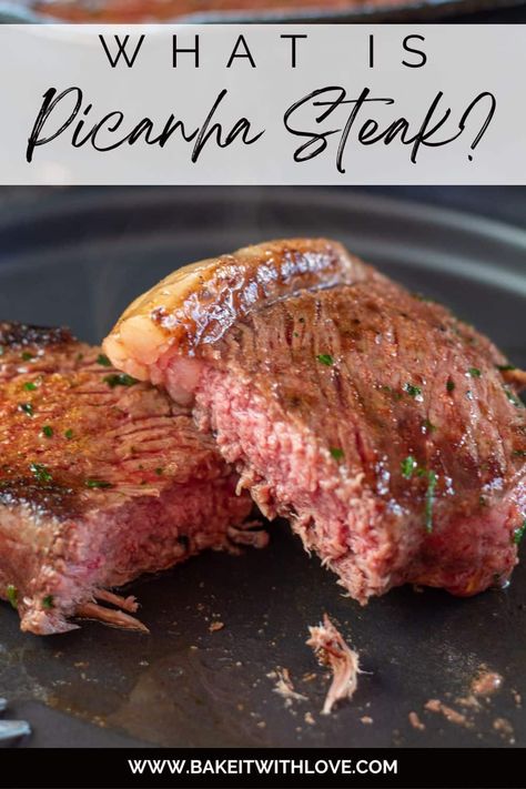 What is picanha beef cuts (roast or steaks) like these tasty pan seared steaks. Picana Steak Recipes Oven, How To Cook Picanha Steak, Pichana Steak Recipe, Picanha Steak Recipe, Text Header, Picanha Steak, Crockpot Roast Recipes, Roast Steak, Crockpot Steak