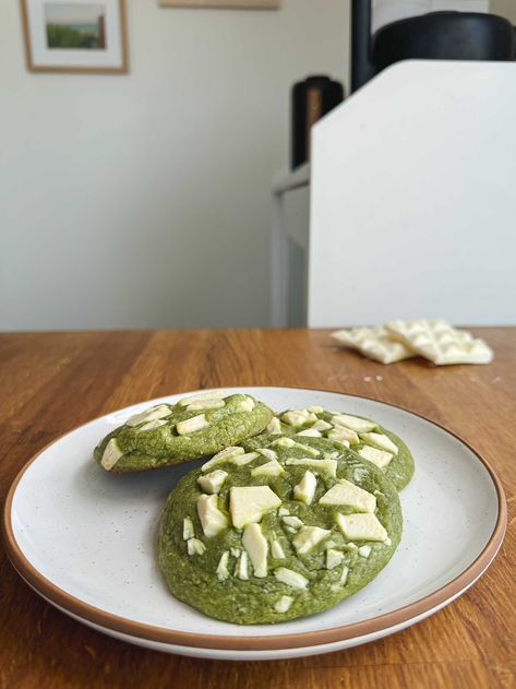 Matcha White Chocolate Sourdough Cookies Matcha White Chocolate Cookies, Matcha Bread, Sourdough Cookies, Chocolate Sourdough, Cookies With White Chocolate, Strawberry Shortcake Cookies, Matcha White Chocolate, Bagel Bread, Sourdough Bread Sandwiches