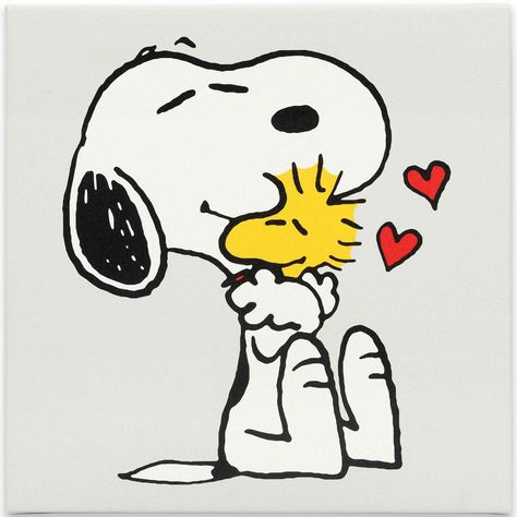 PRICES MAY VARY. Peanuts Official product: Offer a warm and meaningful embrace to someone you love! This sweet and endearing wall decor brings all the adorable charm of Peanuts right to your favorite space. Gallery Wrapped Canvas Wall Decor: Featuring Snoopy embracing Woodstock in a loving hug, this simple sign promises all the affectionate and heartfelt vibes your welcoming home deserves. Material: This wall art features canvas wrapped around a wood frame, and it also offers hanging hardware fo Snoopy Hugging Woodstock, Snoopy Laying Down, Snoopy Love You, Snoopy Canvas Painting, Simple Wall Prints, Snoopy In Love, Galary Wall, Snoopy Wall Art, Aesthetic Snoopy