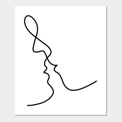 - For the minimalist line art lovers a really romantic sketch where a couple is kissing each other. Cover your body with minimalist art prints and trending designs from artists worldwide.- Perfect as a gift for family and friends as well as for work colleagues and other people. The design is drawn in single lines art design so it‘s important that the drawing only lines consists. -- Choose from our vast selection of art prints and posters to match with your desired size to make the perfect print Line Art Design Love, Lovers Line Drawing, Single Line Drawing Couple, Lovers Drawings Easy, Minimalist Love Drawing, Abstract Couple Art, Minimal Couple Drawing, Minimalist Art Couple, Small Love Drawings