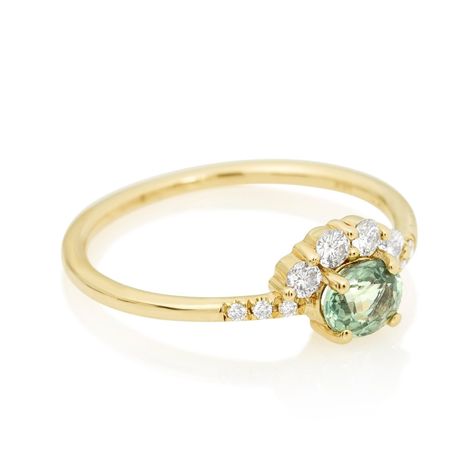 Green Sapphire Arch Ring - Jennie Kwon – STONE AND STRAND Stone And Strand, Jennie Kwon, Green Sapphire, Sapphire Diamond, Diamond White, Natural Gemstones, Jewelry Collection, Arch, Sapphire