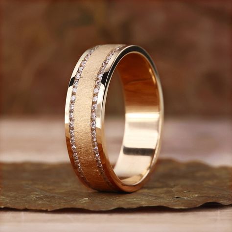 Mens Wedding Bands Gold With Diamonds, Gold And Diamond Mens Wedding Ring, Men Engagement Ring For Him Diamond, Men Ring With Diamond, Wedding Band For Groom, Wedding Band Men Diamond, Unique Male Wedding Rings, Gold Diamond Ring Men, Men’s Wedding Band With Small Diamonds