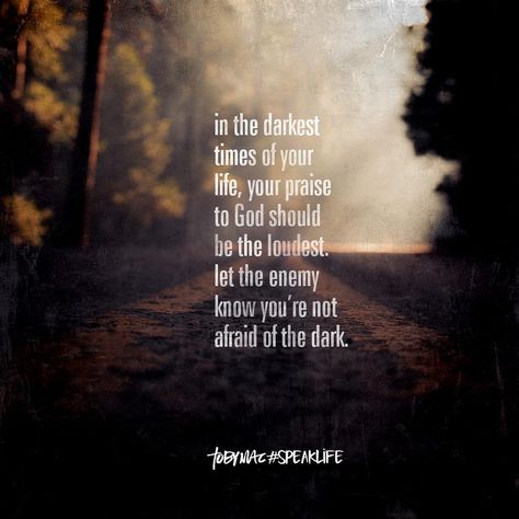 TobyMac #SpeakLife on Instagram: “In the darkest times of your life, your praise to God should be the loudest. Let the enemy know you're not afraid of the dark. #speaklife…” Tobymac Speak Life, Praise To God, Toby Mac, Then Sings My Soul, Speak Life, Afraid Of The Dark, Time Of Your Life, God Loves You, Not Afraid