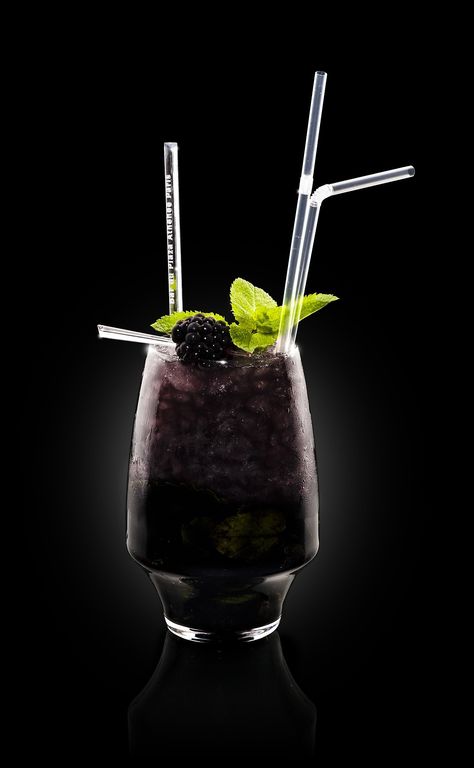 Black Mojito In a shaker, muddle mint leaves, blackberries, lime juice and sugar. Add rum, blue curacao and mix well. Add ice shake 4-5 times and quickly strain over ice. Add club soda and stir... Black Mojito, Blackberry Jam, Mint Sprig, Blue Curacao, Exotic Food, Club Soda, Adult Drinks, Mint Leaves, Pina Colada