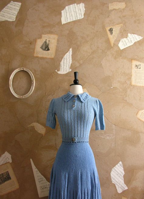 Vintage 1930s Blue and Me Forever Dress Set by VeryVintageStore 1930's Dresses, Madame Gres, 1930 Fashion, 1930s Dress, Pastel Dress, 30s Fashion, Vintage Inspired Fashion, 40s Fashion, 1930s Fashion