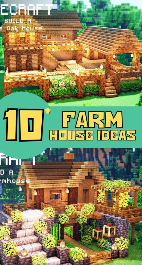 Starting House Minecraft, Minecraft Villages, Minecraft Farmhouse, Minecraft Farm House, Minecraft House Decor, Cottage Minecraft, Minecraft House Ideas, Minecraft Building Guide, Minecraft Garden