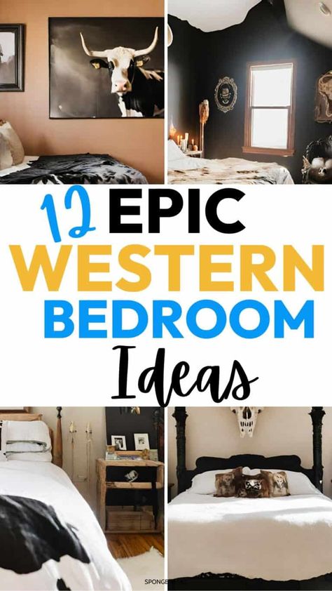 Cowhide Pillows Bedroom, Cowhide Bedroom Ideas, Western Bedding Ideas, Western Chic Bedroom, Cowhide Bedroom, Western Themed Bedroom, Ranch Style Decor, Western Bedrooms, Western Bedding