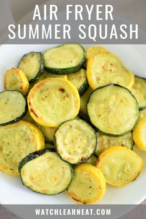 Air Fry Squash, Fry Squash, Air Fryer Squash, Pepper Squash, Easy Squash Recipes, Zucchini And Yellow Squash, Ninja Grill, Air Fryer Zucchini, Squash And Zucchini