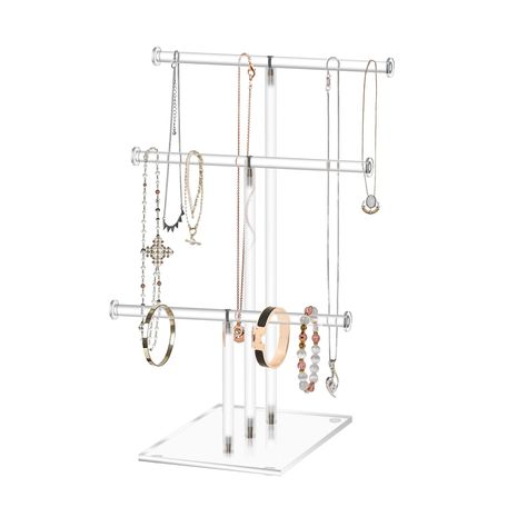 PRICES MAY VARY. 【Product Size】: Bracelet Holder 3 tier T-bar for hanging your jewelry. 1 Tier Length 11inch, height 5.9inch, width 4.73 inch. 2 Tier Length 11inch, height 10 inch, 3 Tier Length 11inch, height 12.6 inch. 【High Quality Material】: Clear Acrylic Bracelet Holder is made from a clear acrylic.The Perfect Bracelet holder Display Jewelry Display Necklace Holder Stand Organizer Assembly is required.It's sleek and clean looking, arranging Jewelry accessories in one place. 【Easy to assembl Necklace Holder Stand, Coastal Room Decor, Jewelry Holder Stand, Bracelet Holder, Handy Woman, Acrylic Bracelet, Bracelet Holders, Display Jewelry, Hanging Jewelry Organizer