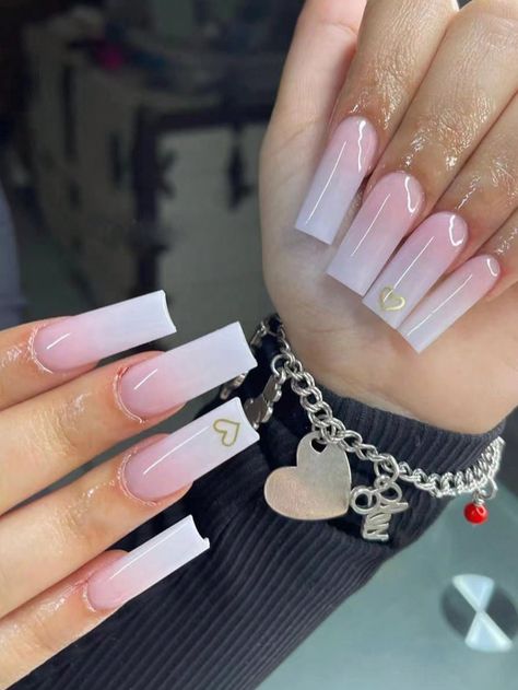 Multicolor  Collar   Geometric Color Nails Embellished   Beauty Tools Solar Nails, Heart Nail Art, Heart Nail, Nagel Tips, Daily Nail, Style Français, Nail Forms, Gem Nails, Pink Acrylic Nails