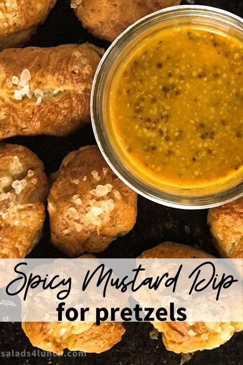 Mustard Dip For Pretzels, Pretzel Dipping Sauce, Pretzel Cheese Dip, Dip For Pretzels, Pretzel Dip Recipes, Spicy Pretzels, Mustard Pretzels, Soft Pretzel Bites, Mustard Dip