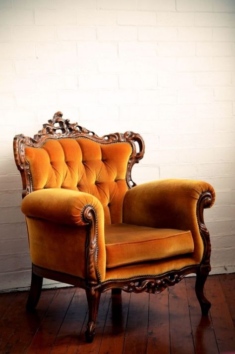 Orange Chair, Victorian Furniture, Beautiful Chair, Take A Seat, Tron, Cool Furniture, Home Interior, Vintage Furniture, Home Design