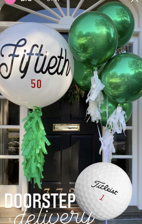 Men’s Golf Birthday, Golf Themed Birthday Party For Men Decor, Golf Themed 50th Birthday Party, 50th Golf Birthday Ideas, Golf Party Balloon Arch, Golf 50th Birthday Party, 60th Golf Theme Party, Golf Birthday Balloons, Golf Thirty Birthday