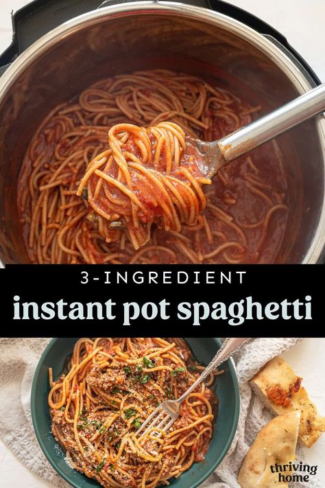 Only a few simple ingredients make up this whole wheat Instant Pot Spaghetti recipe that your family will love. You’ll have a nutritious dinner done in about 15-20 minutes and will only dirty up one pot! You can make it with our optional meat sauce (delicious!) or no meat at all. Easy Instant Pot Spaghetti, Instant Pot Spaghetti Recipe, Spaghetti With Meat, Instant Pot Spaghetti, Nutritious Dinner, Gluten Free Spaghetti, Entertaining Dinner, Whole Wheat Spaghetti, No Meat