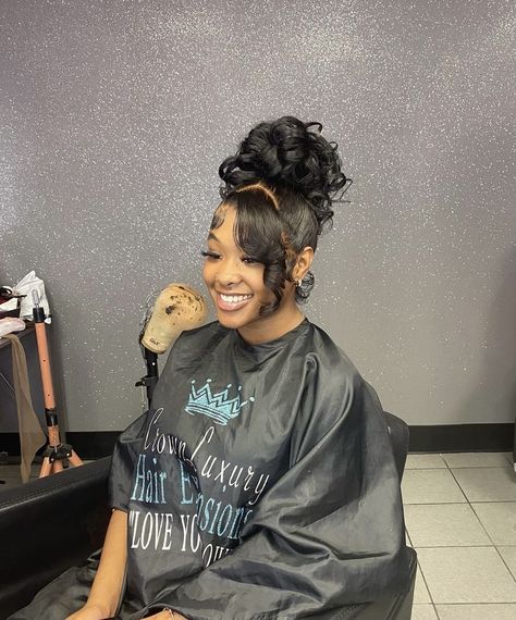 Lace Wig Up Do Hairstyles, Prom Updos Black Hair, Updo Styles For Black Women Prom, Up Dos For Prom Black People, Bun Wig Hairstyles, Updo Frontal Hairstyles, Prom Hairstyles For Black Women Updos, Prom Updo Black Women, Lace Front Updo Styles