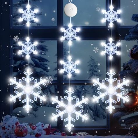 LYUBASA 3Pcs Christmas Window Lights Decorations, Battery Powered Christmas Window Hanging White Lighted Snowflake String Xmas Window Lights, Fireplace Windows, Window Lights, Christmas Window Lights, Lights Decorations, Twinkle String Lights, Snowflake Lights, Led Curtain Lights, Snowflake Shape