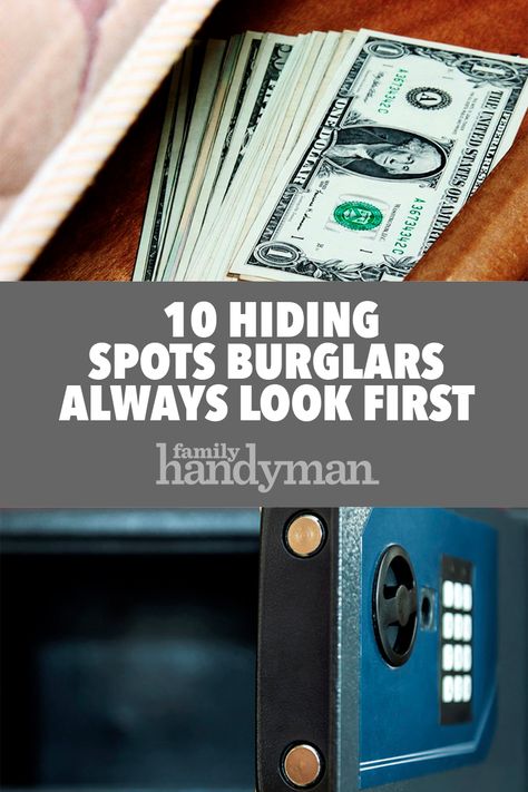 10 Hiding Spots Burglars Always Look First Hidden Cameras For Home, Secret Compartment Furniture, Freebie Ideas, Hidden Door Bookcase, Secret Hiding Spots, Secret Hiding Places, Hide Money, Portable Safe, Home Security Tips