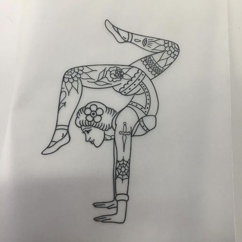 Traditional Yoga Tattoo, Circus Tattoo Traditional, Circus Tattoo, Traditional Yoga, 10 Tattoo, Yoga Tattoos, Traditional Tattoo Design, Traditional Tattoo Art, Mandala Tattoo Design