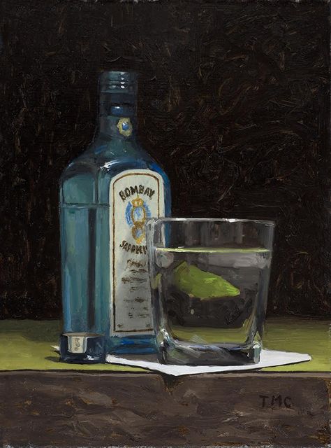 Sapphire and Tonic by Todd M. Casey Cocktails Drawing, Alcohol Still, Crown Royal Whiskey, Shaken Not Stirred, Tequila Bottles, Drawing People Faces, Alcohol Bottles, Oil Pastel Art, What To Draw