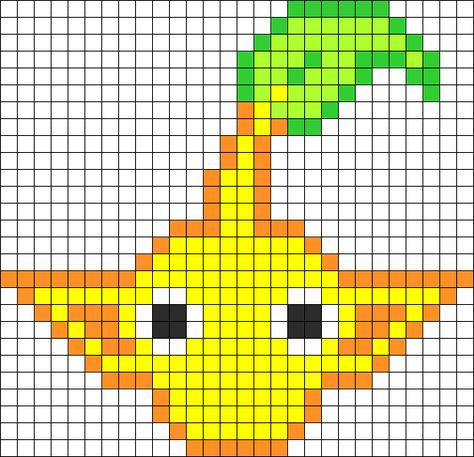 Yellow Pikmin Head Perler bead pattern Yellow Pikmin, Kawaii Cross Stitch, Cross Stitch Sampler Patterns, Kandi Cuffs, 3d Perler Bead, Pony Bead Patterns, Perler Bead Templates, Kandi Patterns, Bead Sprite