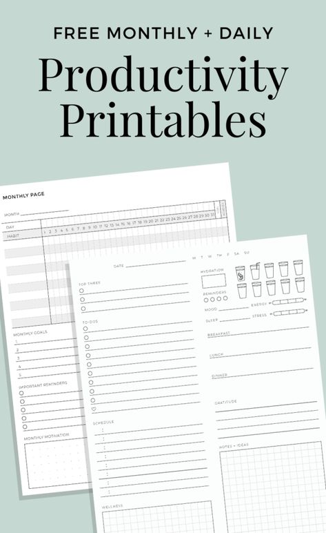 5 Free Productivity Printables for 2022 - Thyme Is Honey Honey Business, Design Your Own Planner, Productivity Printables, Daily Planner Printables Free, Business Printables, Planning Calendar, Small Business Planner, Monthly Planner Printable, Life Management