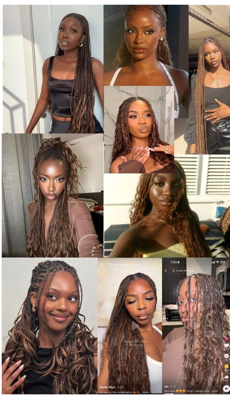 Brown braid inspo for dark skin Braids For Dark Skin, Braids Dark Skin, Fall Braids, Hair Inspiration, Braids, Skin, Hair Styles, Hair, Plaits