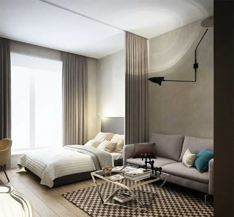 Apartemen Studio, Small Studio Apartment Decorating, Studio Apartment Design, Small Studio Apartments, Studio Apartment Layout, Small Studio Apartment, Deco Studio, Studio Apt, Decor Studio