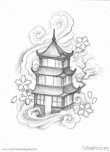 Japon Tattoo, Pagoda Tattoo, Temple Tattoo, Japanese Pagoda, Kunst Tattoos, Simple Tattoo Designs, Japanese Drawings, Japan Tattoo, Japanese Tattoo Designs