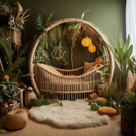 Jungle Theme Interior, Jungle Canopy Bed, Rain Forest Nursery, Rain Forest Nursery Theme, Rainforest Baby Nursery, Tropical Jungle Nursery, Nursery Ideas Forest Theme, Jungle Cruise Nursery, Rainforest Room Decor