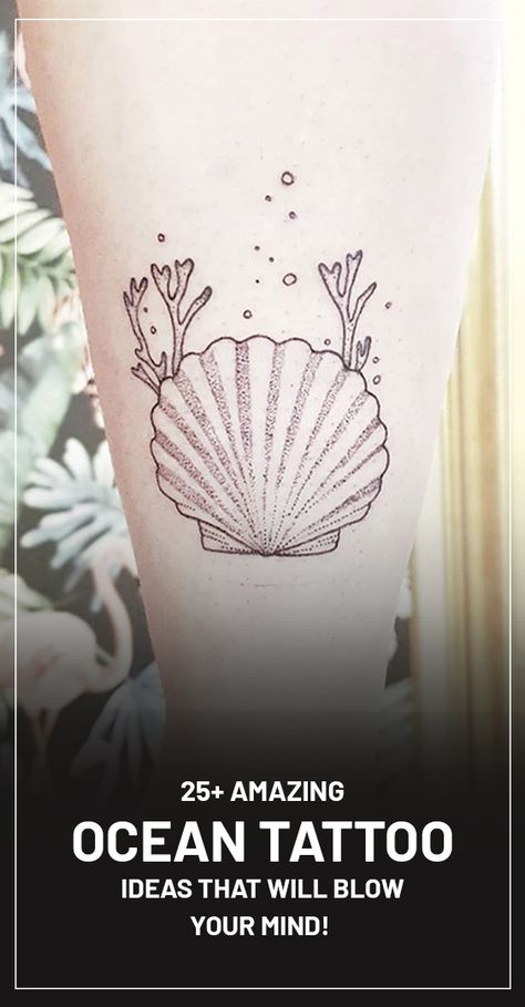 Thalassophile Tattoo Ideas, Sea Shell Tattoo Small Simple, Unique Ocean Tattoos For Women, Sea Grass Tattoo, Sea Shell Tattoos For Women, Fine Line Ocean Tattoo, Beach Tattoo Ideas Small, Under The Sea Tattoo Ideas, Small Ocean Tattoo Ideas