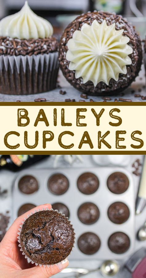 Baileys Frosting, Baileys Cupcakes, Frost Cupcakes, Boozy Cupcakes, Chocolate Baileys, Baileys Recipes, Moist Cupcakes, Chocolate Cupcakes Moist, Ganache Recipe