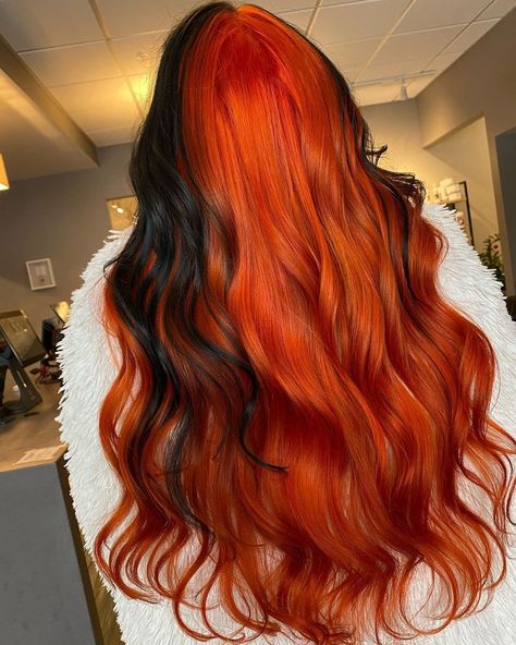 Foxtail Hair Color, Fox Tail Hair Color, Orange And Black Hair, Alt Hair, Witchy Hair, Cabello Hair, Peekaboo Hair, Color Highlights, Awesome Hair