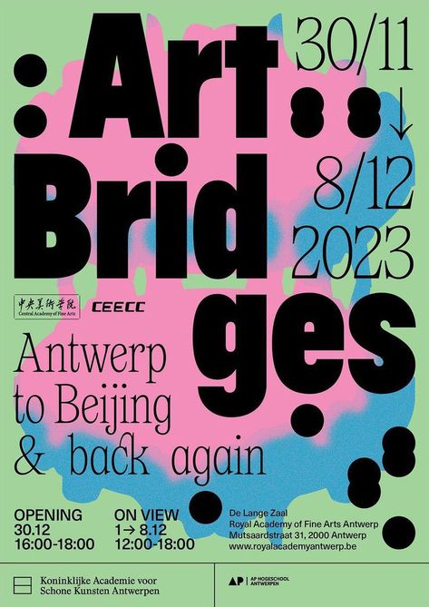 Art Bridges exhibition poster - Fonts In Use 2023 Poster Design, Instagram Poster Design, Instagram Poster, 2023 Poster, Poster Design Layout, Bar Poster, Poster Fonts, Art Exhibition Posters, Event Poster Design